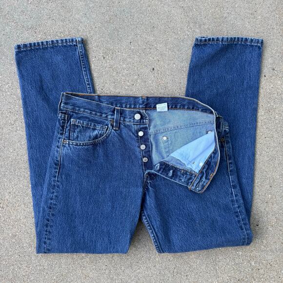 Vintage Y2K Levi's 502 Super Low Button Fly Blue Jeans Jr. 32x32 (fit smaller) - Picture 1 of 14